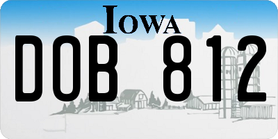 IA license plate DOB812