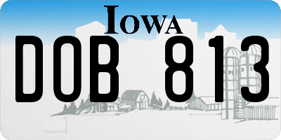 IA license plate DOB813