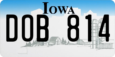 IA license plate DOB814