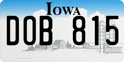IA license plate DOB815
