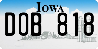 IA license plate DOB818
