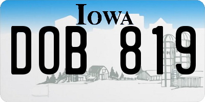 IA license plate DOB819