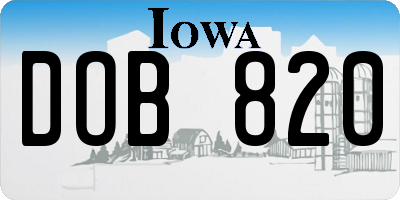 IA license plate DOB820