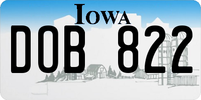 IA license plate DOB822