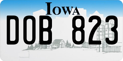 IA license plate DOB823