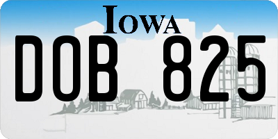 IA license plate DOB825