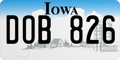 IA license plate DOB826