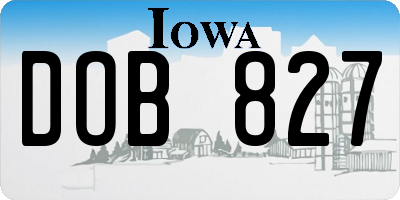 IA license plate DOB827