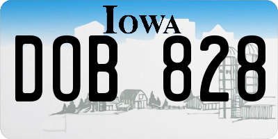 IA license plate DOB828