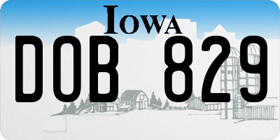 IA license plate DOB829