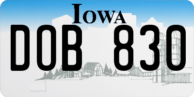 IA license plate DOB830