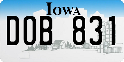 IA license plate DOB831