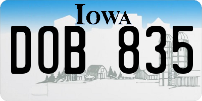 IA license plate DOB835