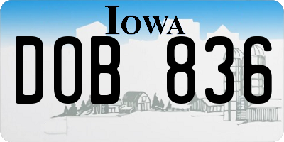 IA license plate DOB836