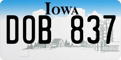 IA license plate DOB837