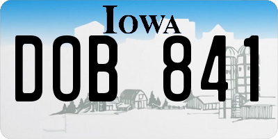 IA license plate DOB841