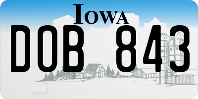 IA license plate DOB843