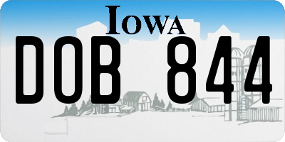 IA license plate DOB844