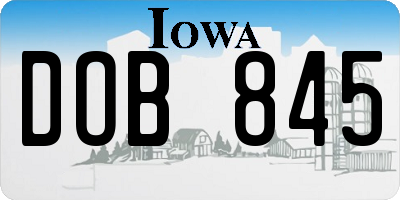 IA license plate DOB845