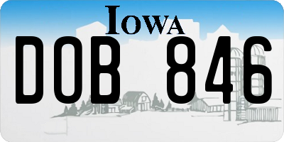 IA license plate DOB846