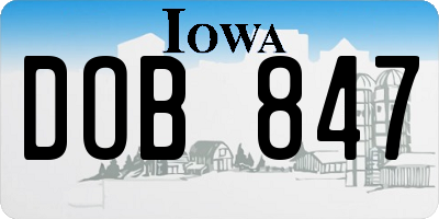 IA license plate DOB847