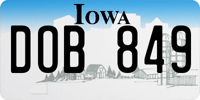 IA license plate DOB849