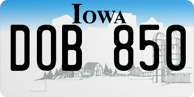 IA license plate DOB850