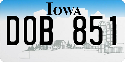 IA license plate DOB851