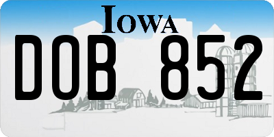 IA license plate DOB852