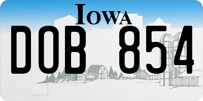 IA license plate DOB854