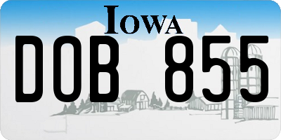IA license plate DOB855