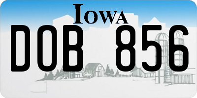 IA license plate DOB856