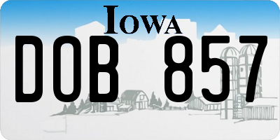 IA license plate DOB857