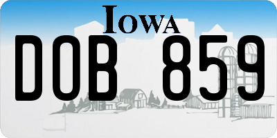 IA license plate DOB859
