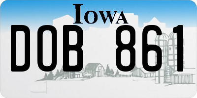 IA license plate DOB861