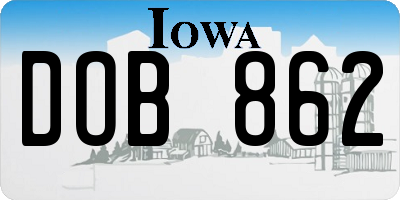IA license plate DOB862