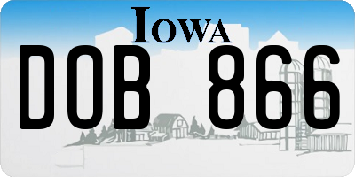 IA license plate DOB866