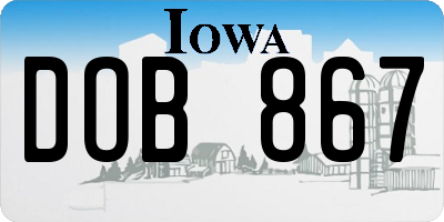 IA license plate DOB867