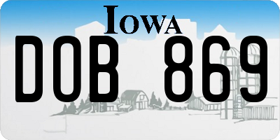 IA license plate DOB869