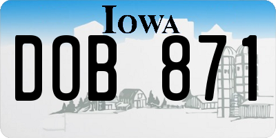 IA license plate DOB871