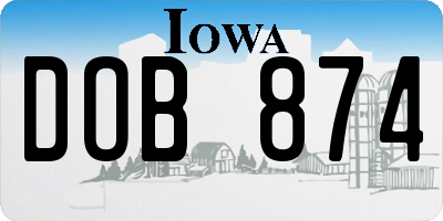 IA license plate DOB874