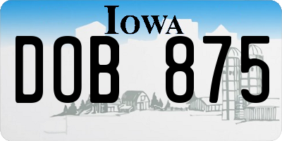 IA license plate DOB875