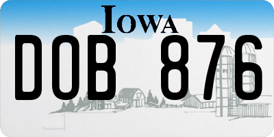 IA license plate DOB876