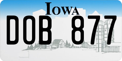 IA license plate DOB877