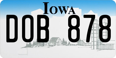 IA license plate DOB878
