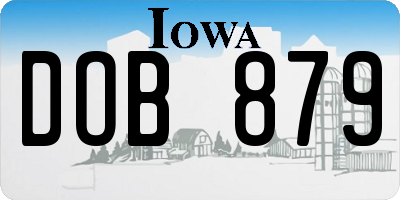 IA license plate DOB879