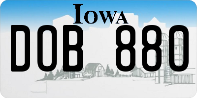 IA license plate DOB880