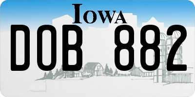 IA license plate DOB882