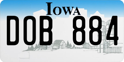IA license plate DOB884