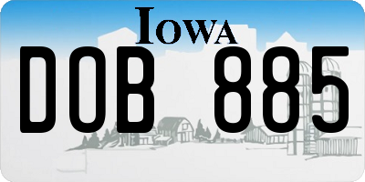 IA license plate DOB885